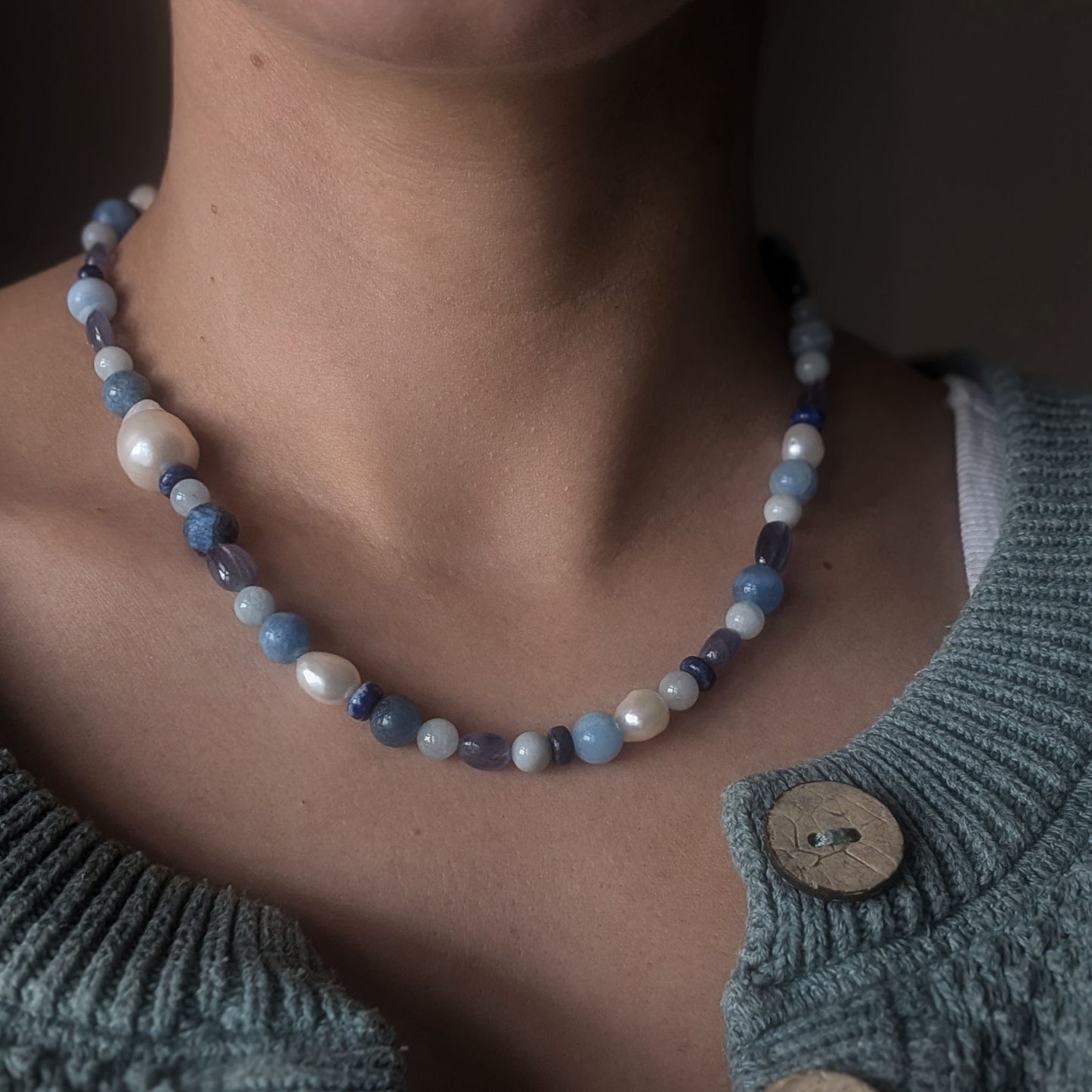 Pearl and Blue Necklace