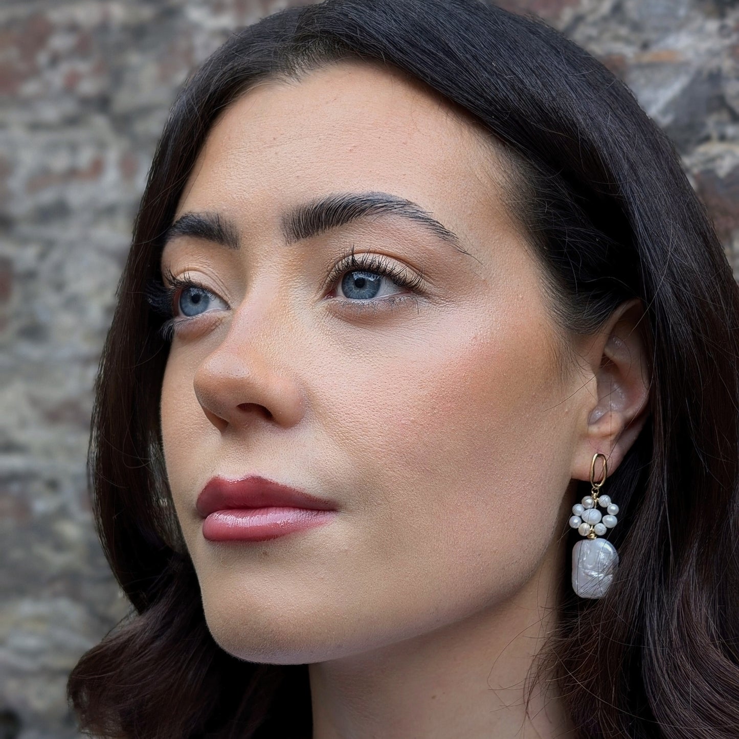 Daisy - Fresh Rectangular Baroque Pearl Drop Earrings