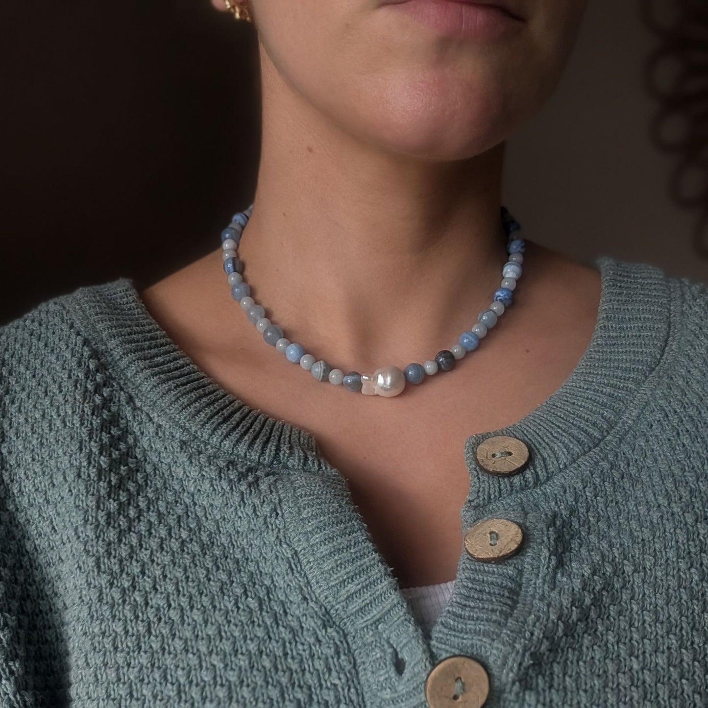 Pearl and Blue Necklace
