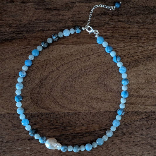 Pearl and Blue Necklace