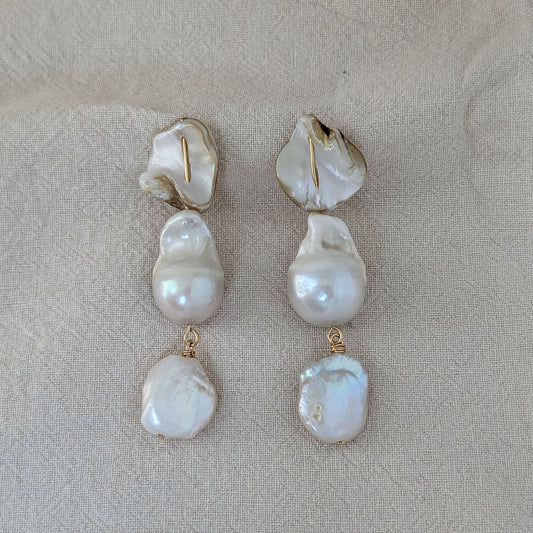 Etta - Fresh Water Pearl & Shell Earrings