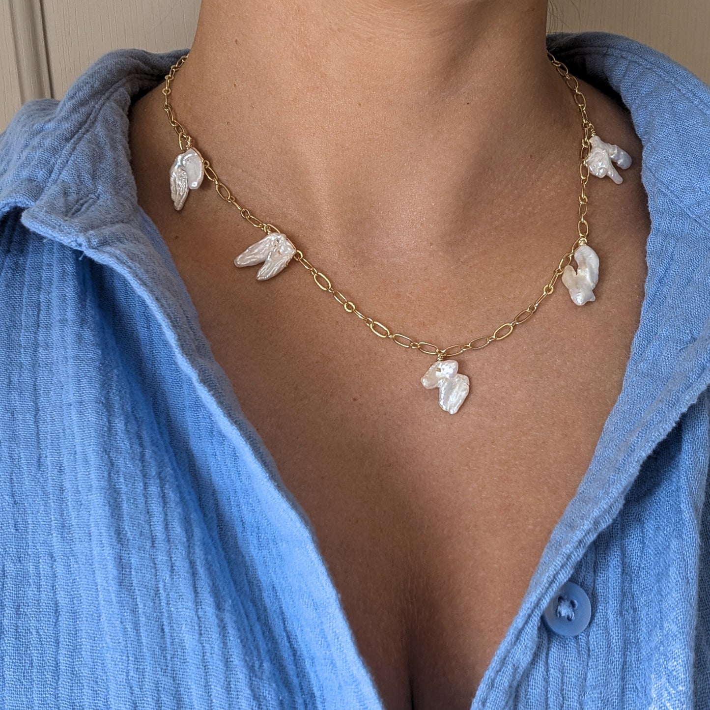 Starla - Pearl Charm Necklace