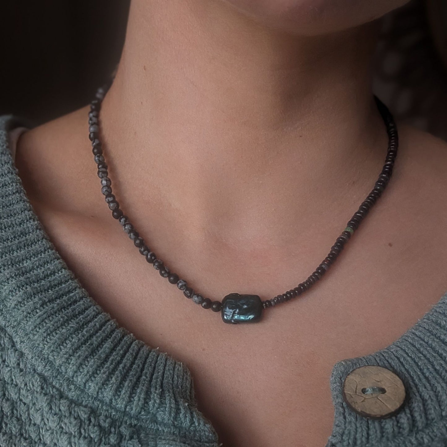 Natural Black & Grey Necklace