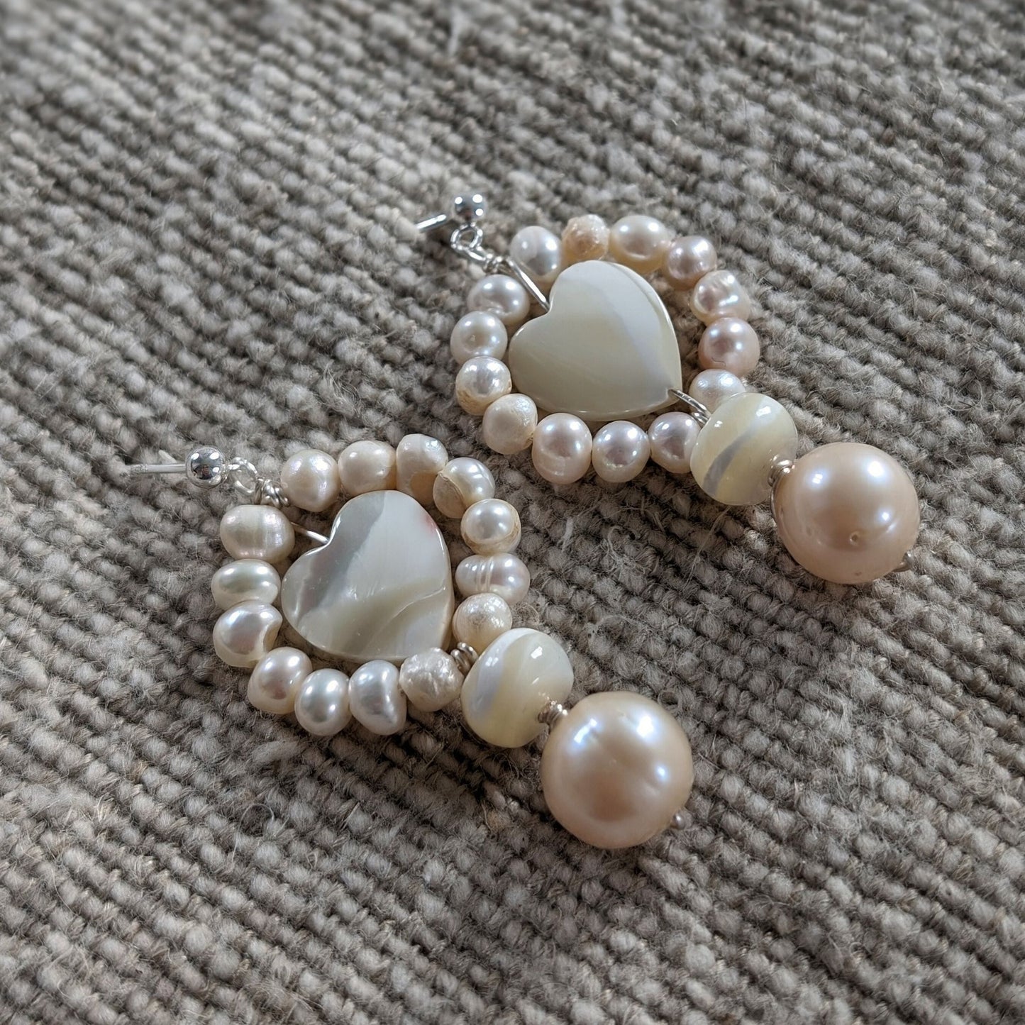 Amora - Pearl and Shell Heart Earrings