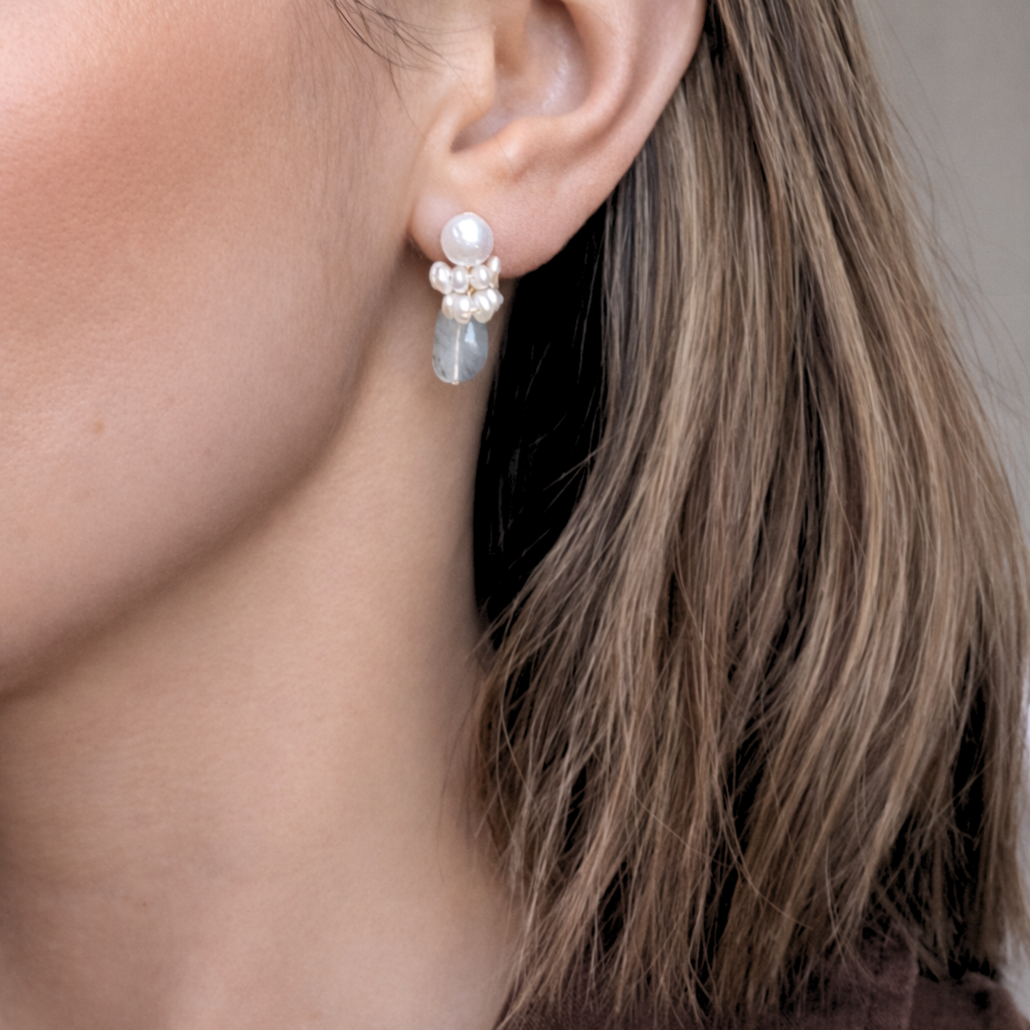 Blu - Pearl & Aquamarine Earring