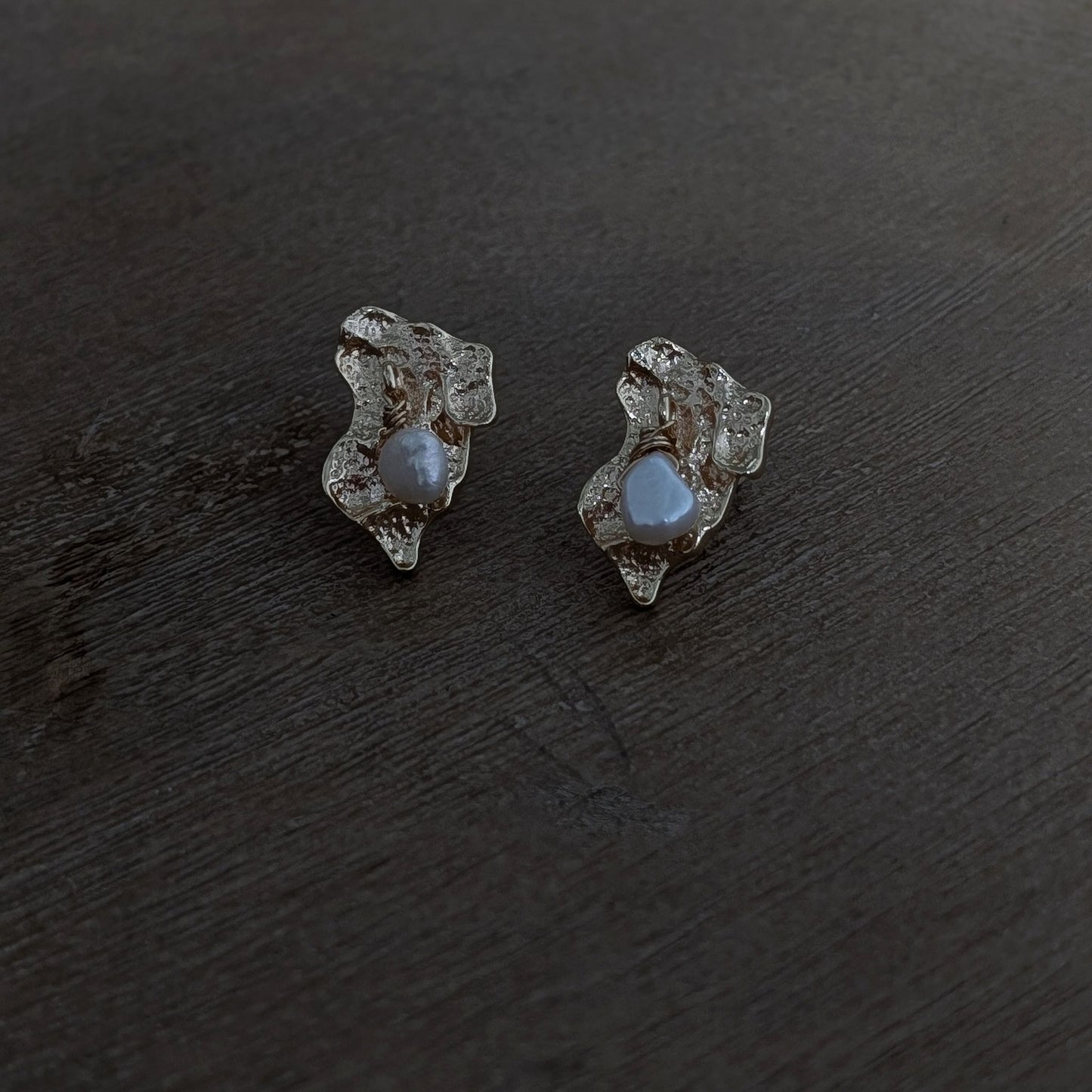 Blaire - Textured Freshwater Pearl Studs