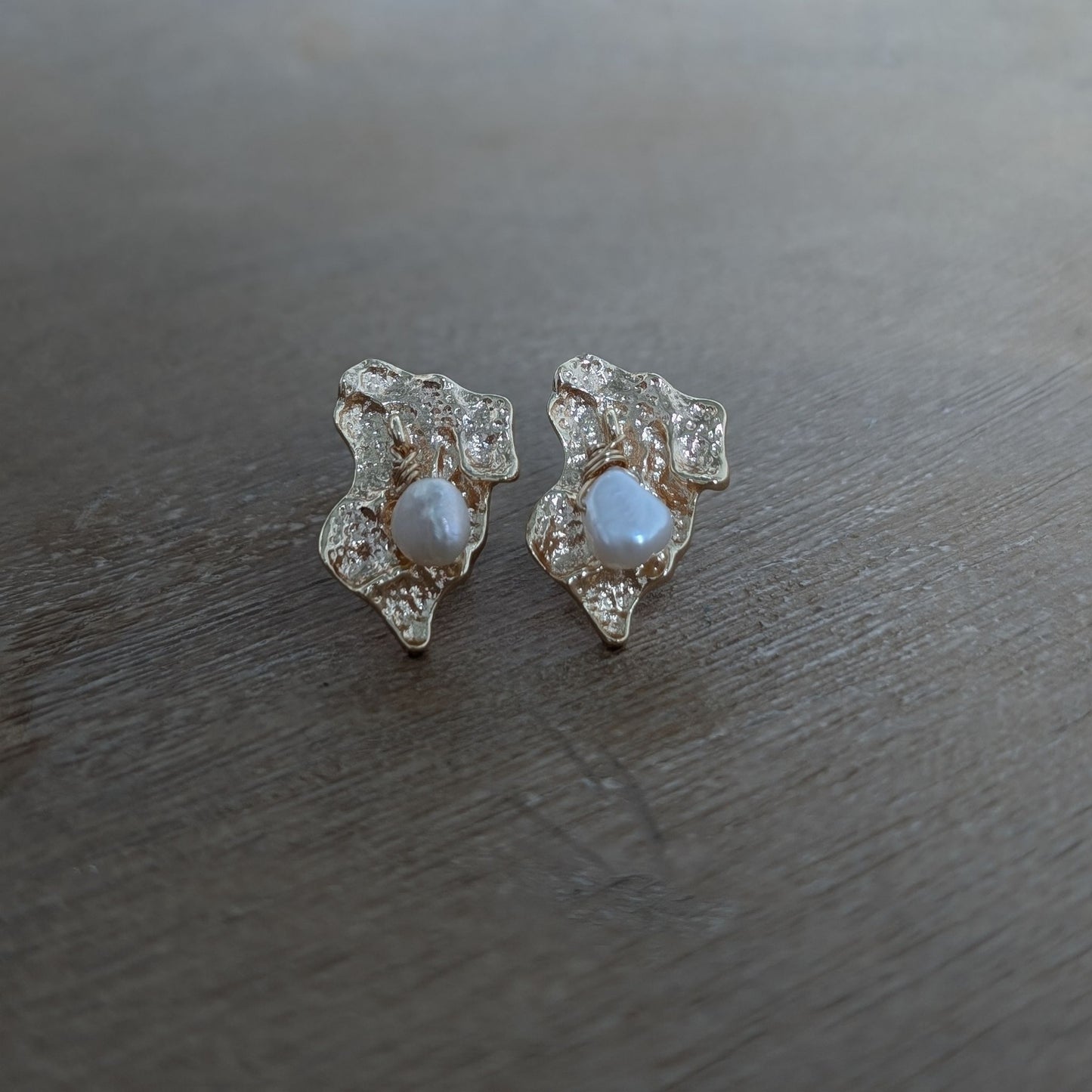 Blaire - Textured Freshwater Pearl Studs