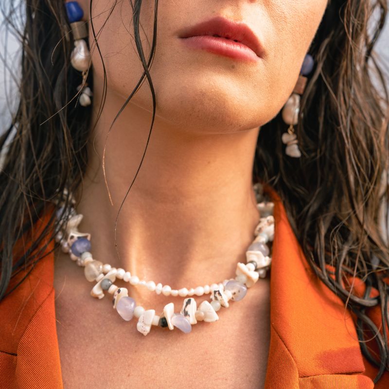 Lilah - Natural Gem and Shell Necklace