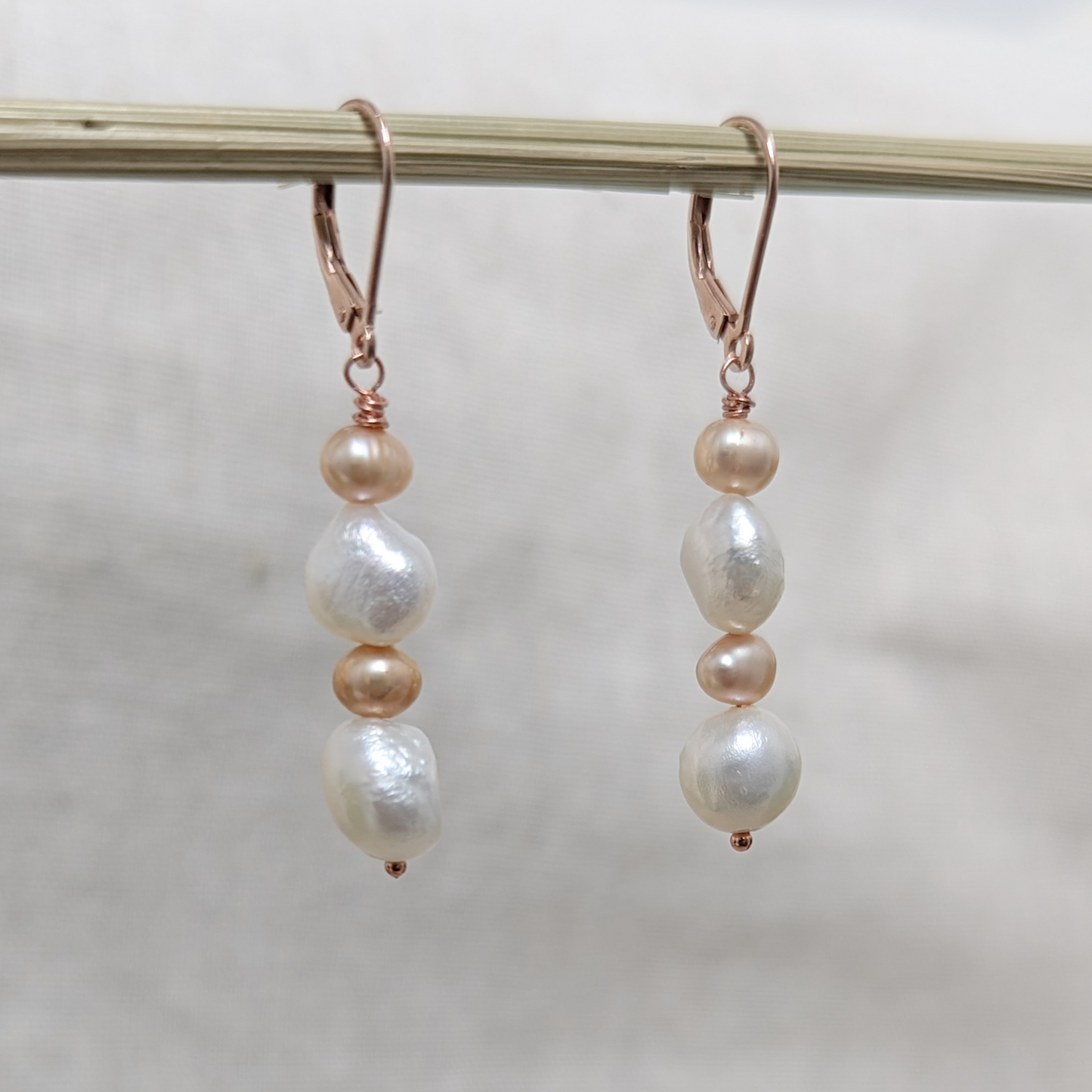 Isabella - Rose Gold Pearl Drop Earrings