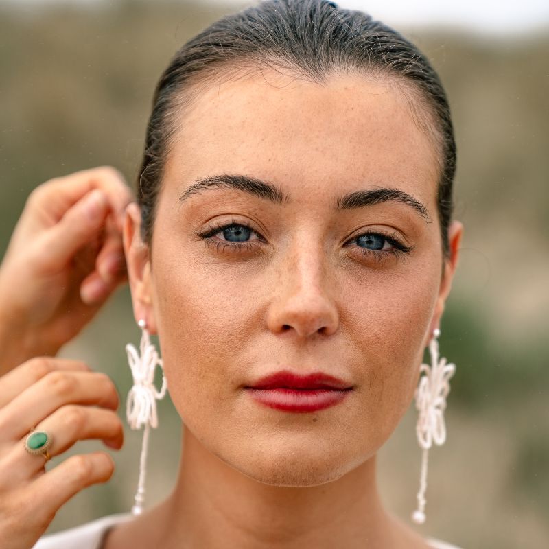 Floryn - Hand Beaded and Pearl Earrings (Two - Tone)