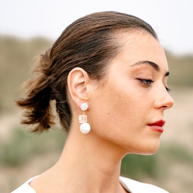 Lia - Fresh Water and Glass Bead Earrings