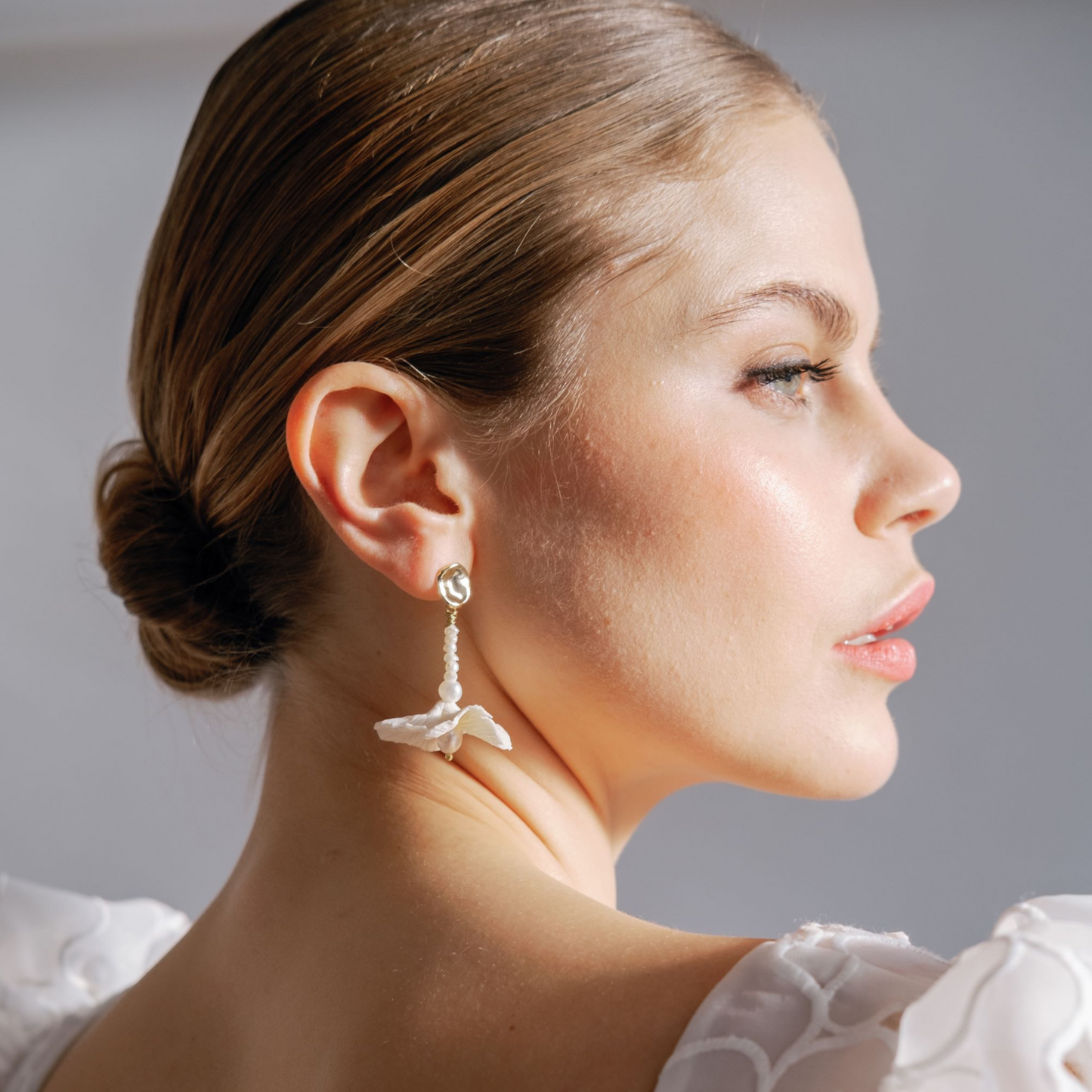 Juliet - Clay Flower & Pearl Earrings