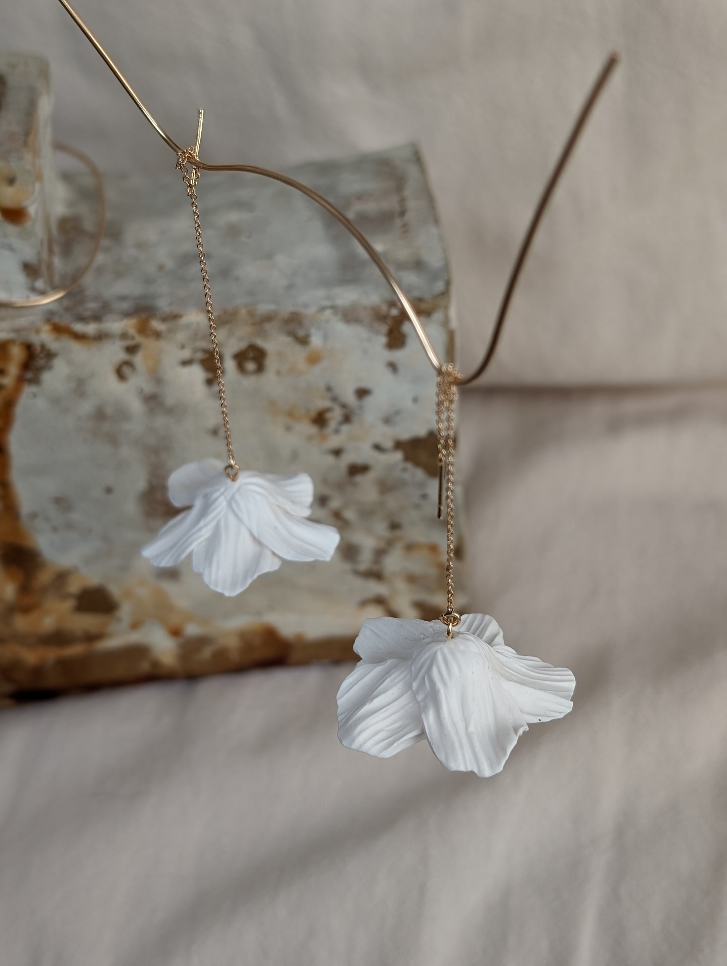 Flora - Clay Flower and Pearl Drop Earrings